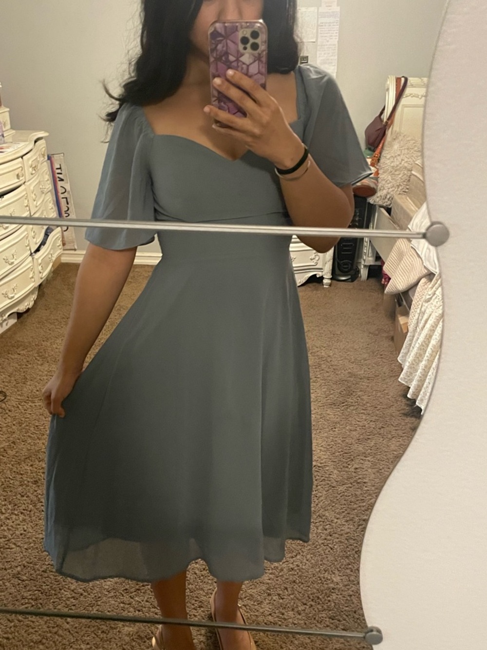 Baltic Born Sage Chiffon Sweetheart Midi Dress